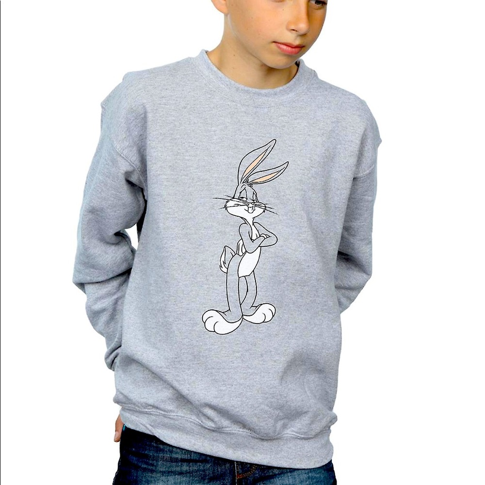 🌼🛍 3/$20 BUGS BUNNY crewneck sweatshirt Gray Large 10 12